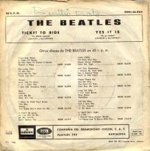 SPAIN 1965 06 10 - DSOL 66.064 - TICKET TO RIDE ⁄ YES IT IS - SLEEVE 4 LABEL 1 A - pic 1