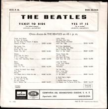 SPAIN 1965 06 10 - DSOL 66.064 - TICKET TO RIDE ⁄ YES IT IS - SLEEVE 1 LABEL 1 A - pic 1