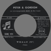 PETER AND GORDON - WOMAN - SCMQ 1924 - ITALY - pic 1