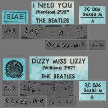 THE GREATEST STORY - I NEED YOU ⁄ DIZZY MISS LIZZY - 3C 006-04455 - BLUE SKYE LABEL - C - pic 1