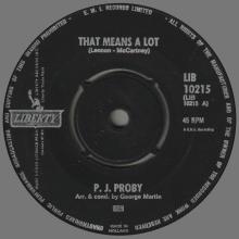 P.J. PROBY - THAT MEANS A LOT - LIB 10215 - HOLLAND - 45  - pic 1
