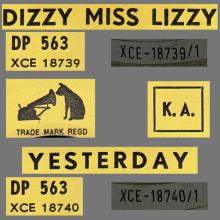 BEATLES DISCOGRAPHY CONGO - 1965 10 00 - DP 563 - DIZZY MISS LIZZY / YESTERDAY - pic 3