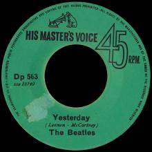 BEATLES DISCOGRAPHY CONGO - 1965 10 01 - DP 563 - DIZZY MISS LIZZY / YESTERDAY  - pic 1