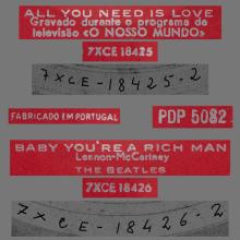 BEATLES DISCOGRAPHY PORTUGAL 020 - ALL YOU NEED IS LOVE / BABY YOU' RE A RICH MAN - PDP 5082 - pic 1