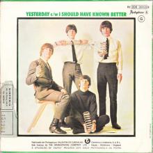 BEATLES DISCOGRAPHY PORTUGAL 110 A - YESTERDAY ⁄ I SHOULD HAVE KNOWN BETTER - 8E 006-06103 G - pic 1
