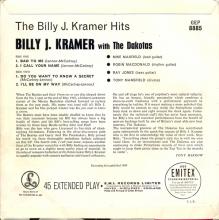 BILLY J. KRAMER WITH THE DAKOTAS - DO YOU WANT TO KNOW A SECRET ⁄ I'LL BE ON MY WAY ⁄BAD TO ME ⁄ I CALL YOUR NAME - GEP 8885 - U - pic 1