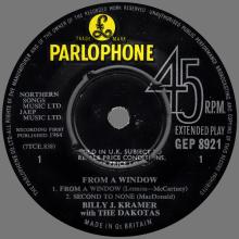BILLY J. KRAMER WITH THE DAKOTAS - FROM A WINDOW - GEP 8921 - UK - EP - pic 1