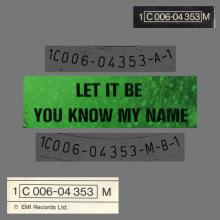 LET IT BE - YOU KNOW MY NAME (LOOK UP THE NUMBER) - 1976 / 1987 - 1C 006-04 353 - 1C 006-04 353 M - 2 - RECORDS - pic 1