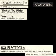 TICKET TO RIDE - YES IT IS - 1976 / 1987 - 1C 006-04 458 M - 1 - SLEEVES - pic 1