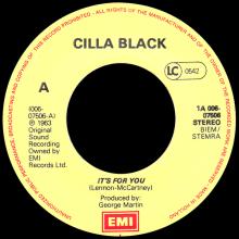 CILLA BLACK - IT'S FOR YOU ⁄ LOVE OF THE LOVED - HOLLAND - 1A 006-07506 - pic 1