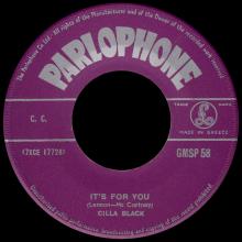 CILLA BLACK - IT'S FOR YOU - GREECE - GMSP 58 - pic 1