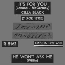 CILLA BLACK - IT'S FOR YOU - HOLLAND - R 5162 - pic 1