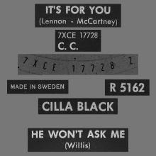 CILLA BLACK - IT'S FOR YOU - SWEDEN - R 5162 - pic 4