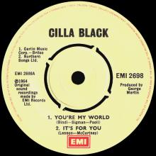 CILLA BLACK - IT'S FOR YOU - UK - EMI 2698 - EP - pic 3