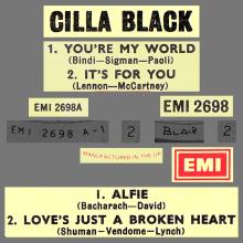 CILLA BLACK - IT'S FOR YOU - UK - EMI 2698 - EP - pic 1