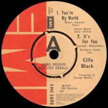 CILLA BLACK - IT'S FOR YOU - UK - EMI 2698 - PROMO - EP - pic 3