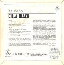 CILLA BLACK - IT'S FOR YOU  - UK - GEP 8916 - EP - pic 2