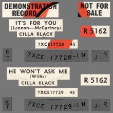 CILLA BLACK - IT'S FOR YOU - UK - R 5162 - PROMO - pic 4