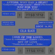 CILLA BLACK - LOVE OF THE LOVED - SPAIN - DSOE 16.592 - A - EP - pic 1