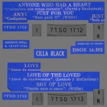 CILLA BLACK - LOVE OF THE LOVED - SPAIN - DSOE 16.592 - C - EP - pic 1