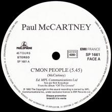 FRANCE 1993 00 00 PAUL McCARTNEY - C'MON PEOPLE - SP 1661 - ONE SIDED 12INCH PROMO - pic 1