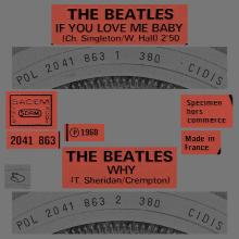 FRANCE THE BEATLES 45 POLYDOR - 1968 00 00 - POLYDOR 2041 863 - IF YOU LOVE ME BABY ⁄ WHY - pic 1