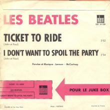 FRANCE THE BEATLES JUKE-BOX 45 - 1965 05 17 - A 1  - S0 10129 - TICKET TO RIDE ⁄ I DON'T WANT TO SPOIL THE PARTY - pic 2