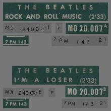 FRANCE THE BEATLES JUKE-BOX 45 - B - 1965 00 00 - A 2 - MO 20.007 - ROCK AND ROLL MUSIC ⁄ I'M A LOSER - pic 1