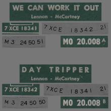 FRANCE THE BEATLES JUKE-BOX 45 - B - 1965 12 00 - A - MO 20.008 - WE CAN WORK IT OUT ⁄ DAY TRIPPER - pic 1