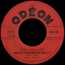 FRANCE THE BEATLES JUKE-BOX 45 - C - 1966 02 24 - FOS 102 - YOU'VE GOT TO HIDE YOUR LOVE AWAY ⁄ YESTERDAY - pic 4