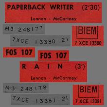 FRANCE THE BEATLES JUKE-BOX 45 - C - 1966 06 23 - FOS 107 - PAPERBACK WRITER ⁄ RAIN - pic 1