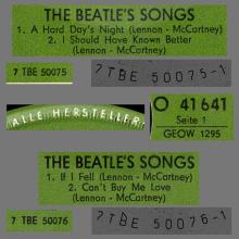 GERMANY 1964 09 OO - THE BEATLES' SONGS - SLEEVE 1 - LABEL 1 - O 41 641 - GEOW 1295 - pic 4