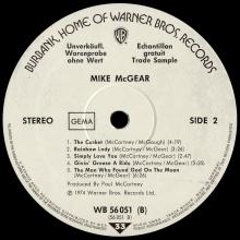 GERMANY 1974 09 27 - MIKE McGEAR - McGEAR - WEA WARNER BROS RECORDS - WB 56 051 B - 10 TRACKS PROMO LP - pic 5