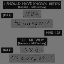 HOLLAND 143 AND 148 - 1964 08 00 - I SHOULD HAVE KNOWN BETTER ⁄ TELL ME WHY - PARLOPHONE - HHR 128 - pic 1