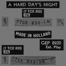 HOLLAND - 1964 11 00 - 1 B - A HARD DAY'S NIGHT ( Extracts from the film ) - GEP 8920  - pic 2