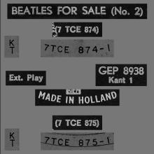 HOLLAND - 1965 06 00 - 2 A - BEATLES FOR SALE No 2 - GEP 8939 - pic 2