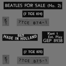 HOLLAND - 1965 06 00 - 2 D - BEATLES FOR SALE No 2 - GEP 8939 - pic 2
