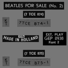 HOLLAND - 1965 06 00 - 2 E - BEATLES FOR SALE No 2 - GEP 8939  - pic 2