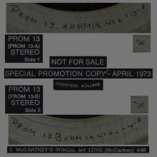 HOLLAND 1973 04 00 PAUL MCCARTNEY WINGS - PROM 13 APRIL - MY LOVE - 12INCH PROMO - pic 2