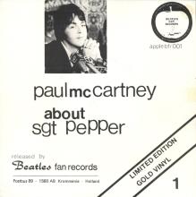 HOLLAND 800 - 1981 00 01 - PAUL McCARTNEY ABOUT SGT PEPPERS - APPLE BFR 001-A - GOLD FLEXI - pic 1
