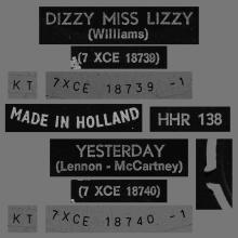 HOLLAND 221 - 1965 09 00 - DIZZY MISS LIZZY ⁄ YESTERDAY - PARLOPHONE - HHR 138 - pic 1