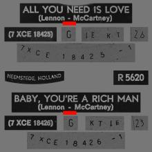 HOLLAND 286 - 1967 06 00 - ALL YOU NEED IS LOVE ⁄ BABY YOU'RE A RICH MAN - PARLOPHONE - R 5620 - pic 1