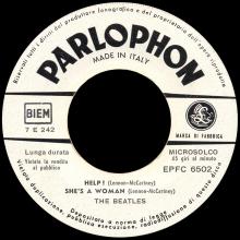 ITALY - 3 EP - 1965 10 06 - EPFC 6502 - HELP ⁄ SHE'S A WOMAN - I'M A LOSER ⁄ LONG TALL SALLY - pic 1