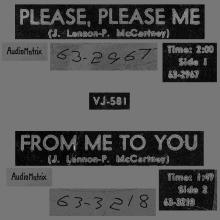 ITALY 1901 PLEASE, PLEASE ME ⁄ FROM ME TO YOU - VJ 581 - VEE-JAY  - pic 1