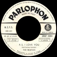 ITALY 1964 01 02 - QMSP 16351 - P.S. I LOVE YOU ⁄ I WANT TO HOLD YOUR HAND - LABEL B - M.C.P.S. - pic 1