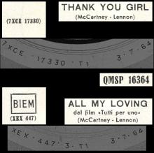 ITALY 1964 07 03 - QMSP 16364 - THANK YOU GIRL ⁄ ALL MY LOVING - LABEL A  - pic 3