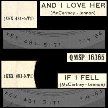 ITALY 1964 09 07 - QMSP 16361 - AND I LOVE HER ⁄ IF I FELL - LABEL A - pic 3