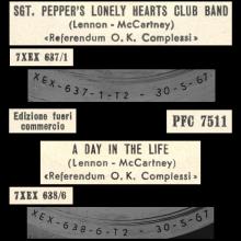 ITALY 1970 00 00 - PFC 7511 - SGT PEPPER'S LONELY HEARTS CLUB BAND ⁄ A DAY IN THE LIFE - pic 1
