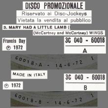 ITALY 1972 06 14 WINGS ⁄ PAUL McCARTNEY - MARY HAD A LITTLE LAMB - 3C 040-60018 - 12INCH PROMO - pic 1