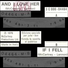 ITALY 1976 00 00 - 1964 09 07 - AND I LOVE HER ⁄ IF I FELL - 3C 000-04464 - pic 1
